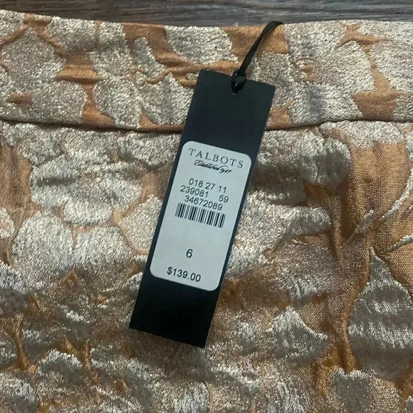 TALBOTS NWT gold peach cream brocade pencil skirt sz 6 holiday cocktail party - Picture 10 of 12